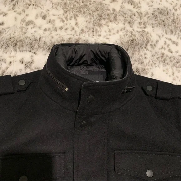 Guess Mens Military-Inspired Coat with Plaid Detail - Picture 6 of 12